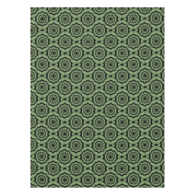 Green Black Flower Seamless Pattern Tablecloth (Front)