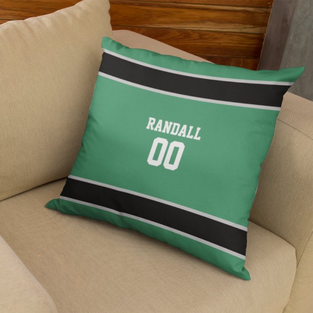 Green & Black Football Team Personalised Cushion (Creator Uploaded)