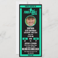 Green Black Football Ticket Birthday Photo