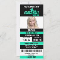 Green Black Football Ticket Birthday Photo