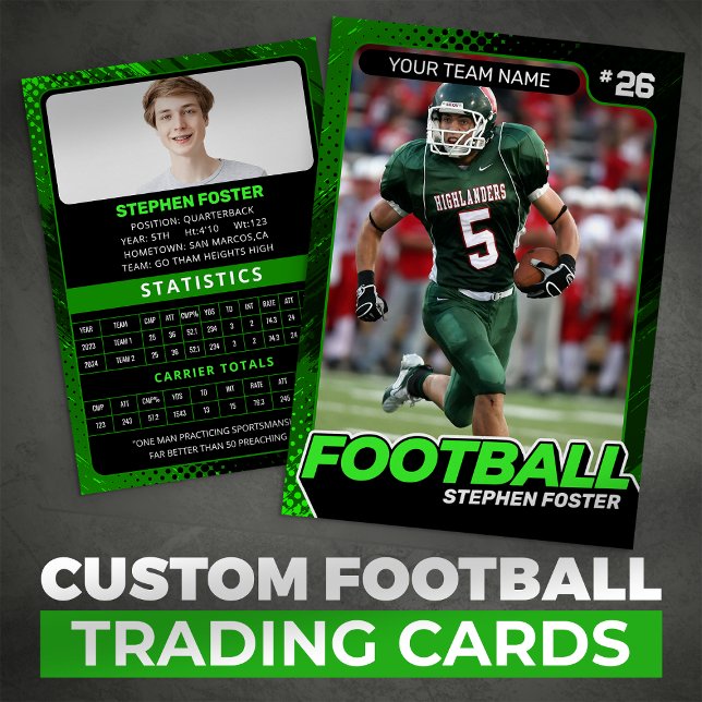 Green &  Black Football Trading Card Custom Player (Creator Uploaded)