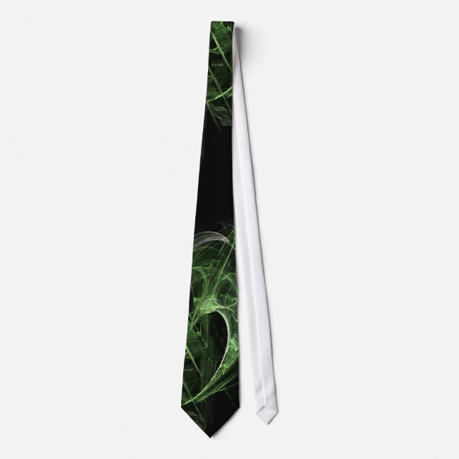 Green Black Fractal Pattern Flame Tie (Front)