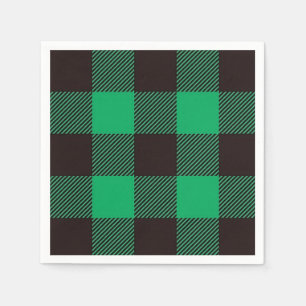 Green Black Gingham Buffalo Plaid Farmhouse Napkin