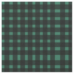 Green Black Gingham Pattern Fabric