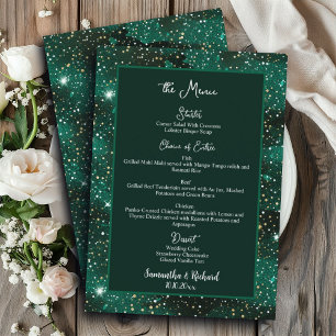 Green Black Glitter 5x7" Wedding Menu