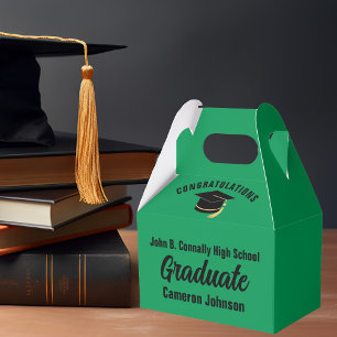 Green Black Graduate Personalized Graduation Party Favour Box