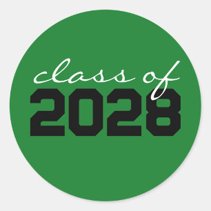 Green & Black Graduation Classic Round Stickers