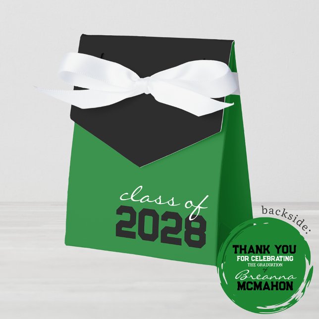 Green & Black Graduation Favour Boxes (Green and Black Graduation Class of Any Year Favor Gift Boxes)