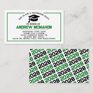 Green Black Graduation Invite Announcement Insert