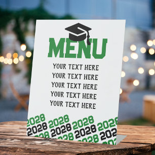 Green & Black Graduation Menu Party Pedestal Sign