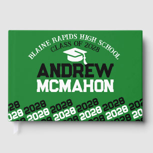Green & Black Graduation Personalised Guest Book