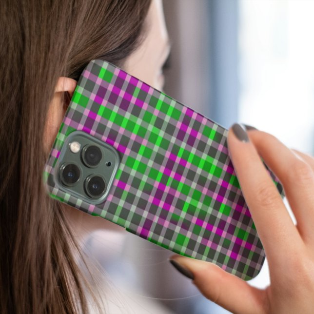 Green, black, gray, pink check pattern Case-Mate iPhone case (Creator Uploaded)