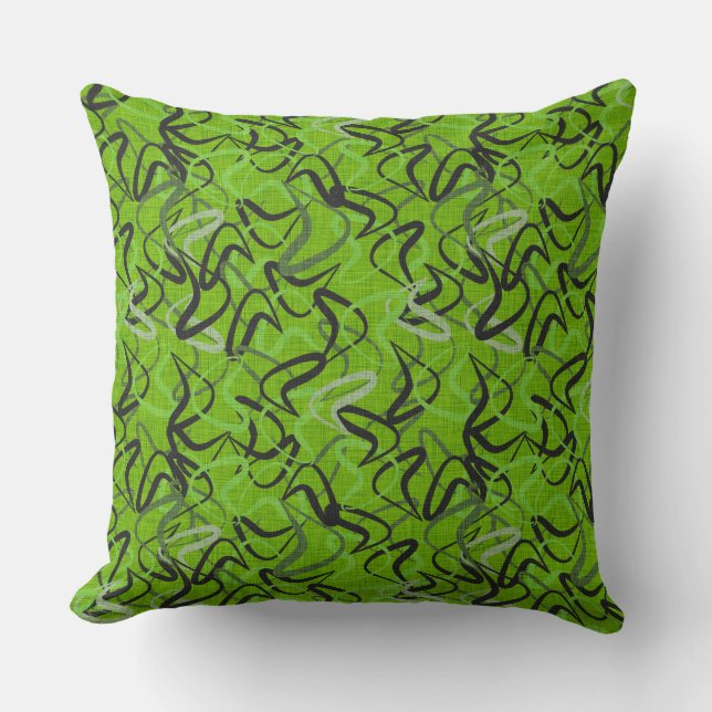 Green, Black & Grey | Fifties Boomerangs Cushion (Front)