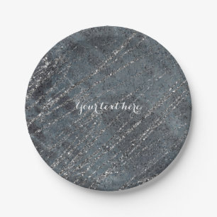 Green Black Grey Modern Marble Designer Chic Party Paper Plate
