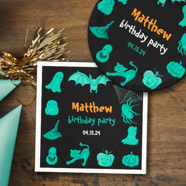 Green black Halloween birthday party Napkin (Green black Halloween birthday party Napkin
)