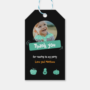 Green & Black Halloween birthday thank you Gift Tags