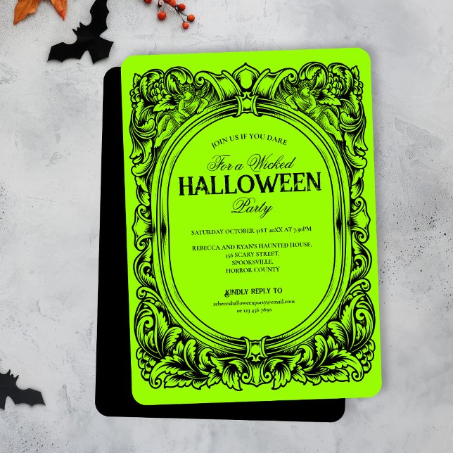 Green Black Halloween Party Invitation (Creator Uploaded)