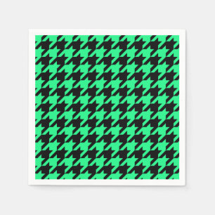 Green Black Houndstooth Check Napkin