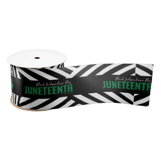 green Black Independence Day June 19 Juneteenth Satin Ribbon