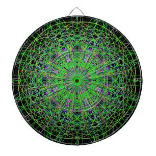 Green Black Kaleidoscope Mandala Art Dartboard