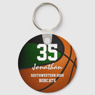 Green black kids sports team gifts basketball key ring