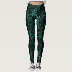 Green Black Lace Women's Leggings