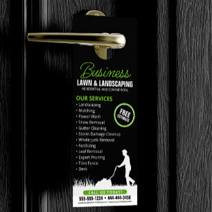 Green Black Lawncare Landscaping Lawn Mowing Door Hanger