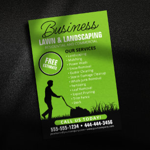 Green Black Lawncare Landscaping Lawn Mowing Flyer