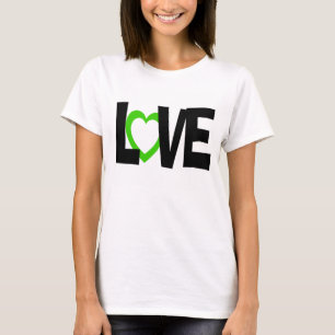 Green black love heart word wedding shirt