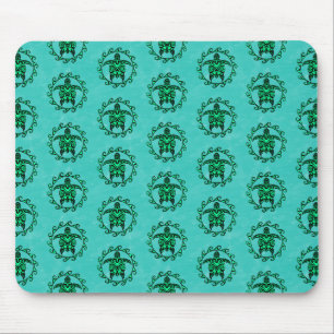 Green Black Maori Sun Symbol Tribal Turtles Mouse Pad