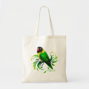 Green Black Masked Lovebird Tote Bag