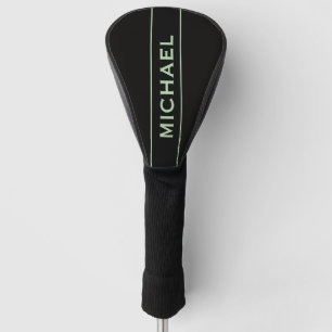 green &black Monogram and Name Personalised Golf Head Cover