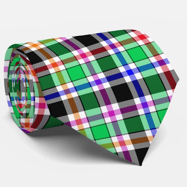 Green Black Multicolour Flannel Plaid Tartan Tie (Creator Uploaded)