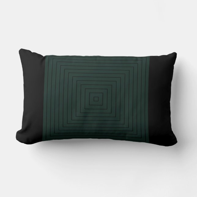 Green Black Nested Squares Lumbar Pillow (Front)