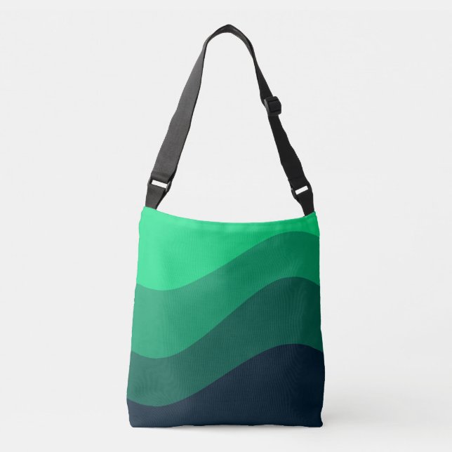 Green Black Ombre Wave pattern Crossbody Bag (Front)