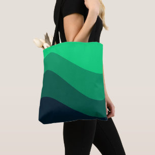 Green Black Ombre Wave pattern Tote Bag