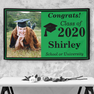 Green Black One Photo Class of 2024 Graduation Banner