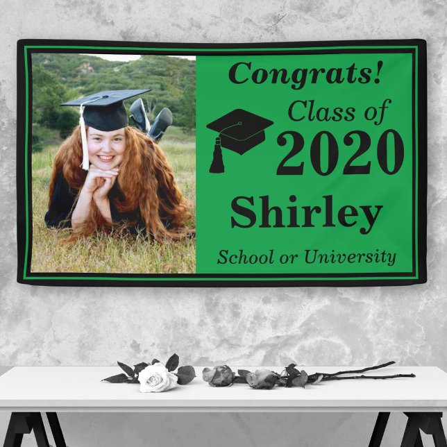 Green Black One Photo Class of 2024 Graduation Banner (Creator Uploaded)