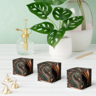 Green Black Orange Mosaic Phoenix 3D Favour Box