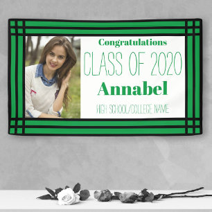 Green Black Photo Geometric Graduation Party Banner