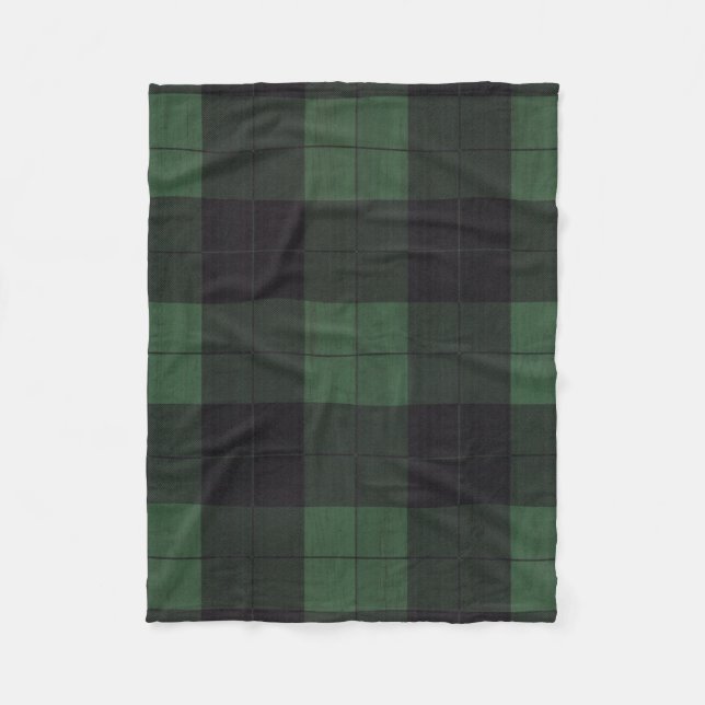 green black plaid fleece rustic country blanket (Front)