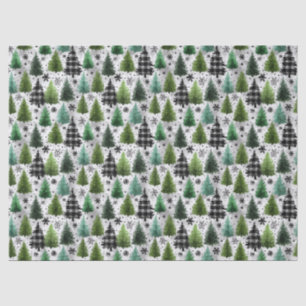 Green, Black Plaid & Houndstooth Christmas Pattern Tissue Paper