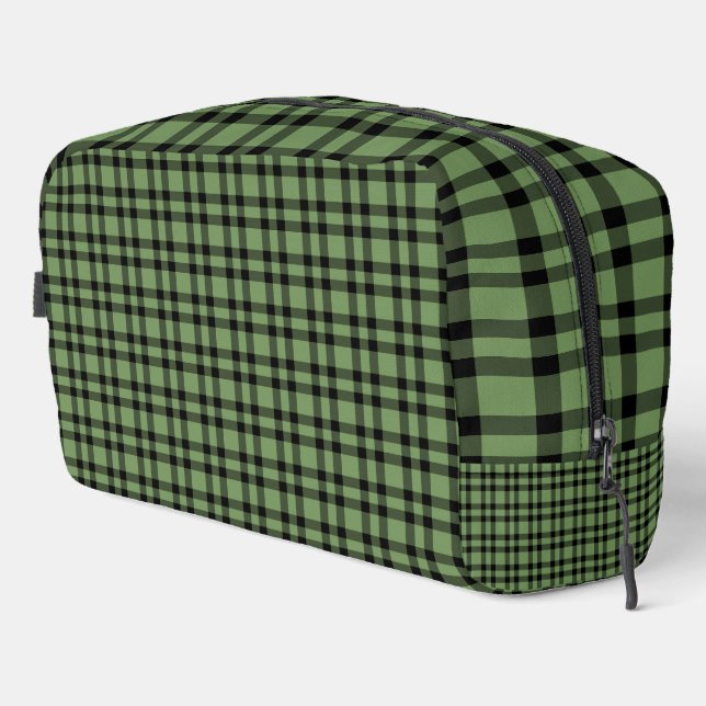 Green Black Plaid Pattern Toiletry Bag (Right Corner)