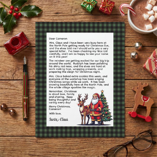 Green & Black Plaid Personalised Letter From Santa