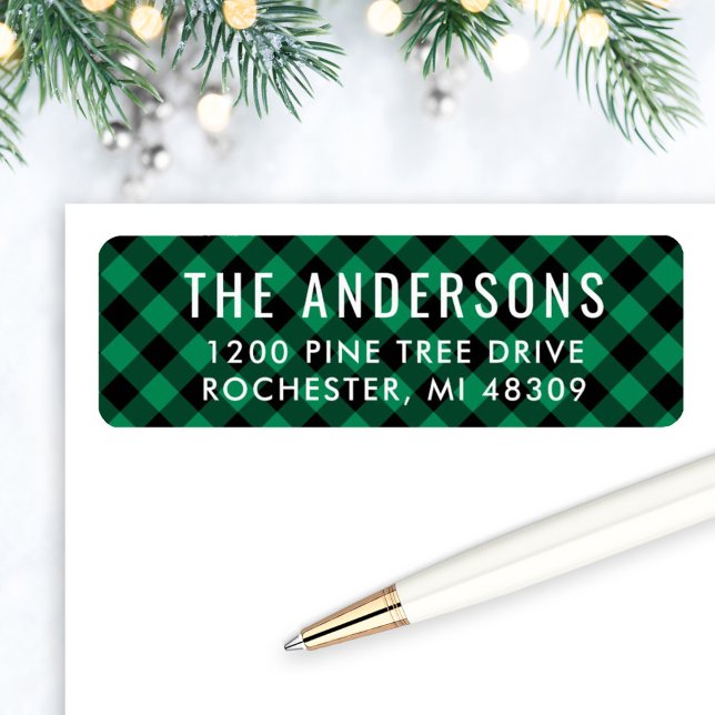 Green Black Plaid Pine Tree Christmas Address (Creator Uploaded)