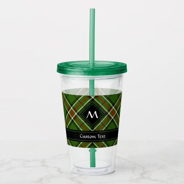 Green, Black, Red and White Tartan Acrylic Tumbler (Front)