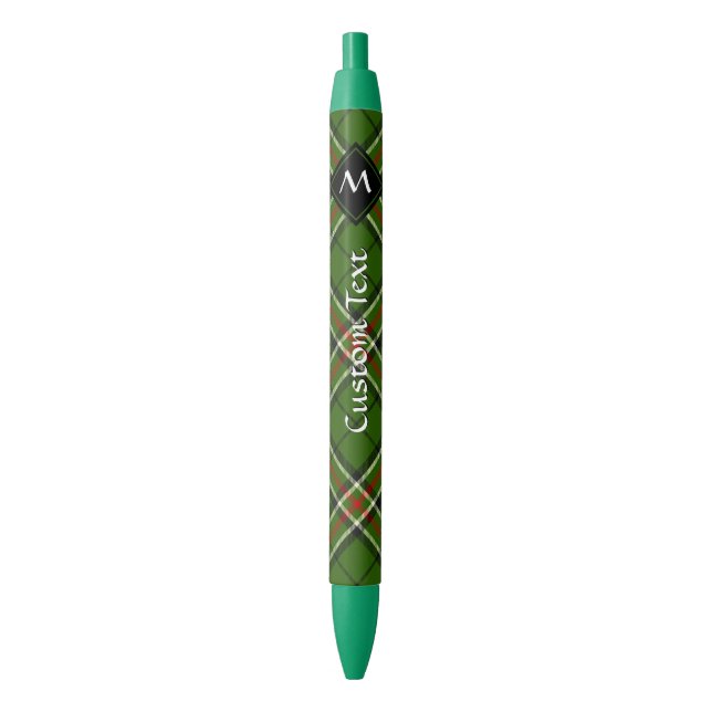 Green, Black, Red and White Tartan Blue Ink Pen (Front Vertical)
