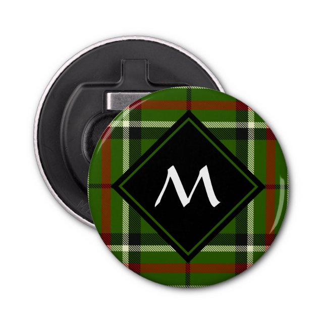Green, Black, Red and White Tartan Bottle Opener (Front)