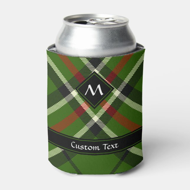 Green, Black, Red and White Tartan Can Cooler (Can Front)