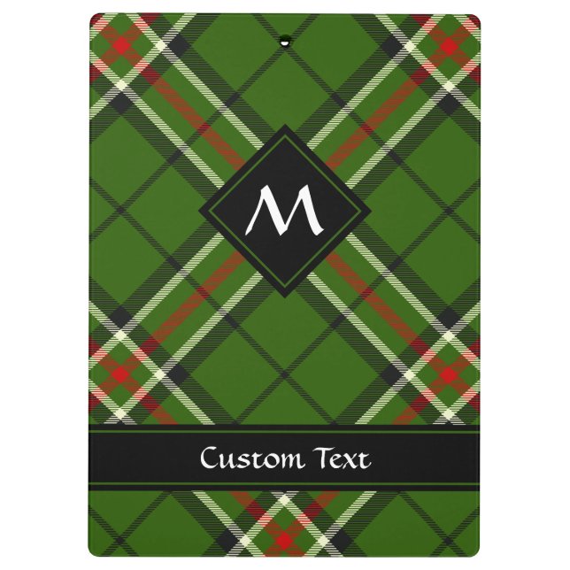Green, Black, Red and White Tartan Clipboard (Back)